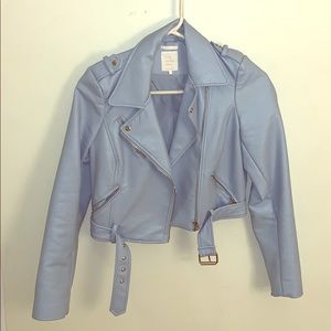 Blue leather jacket